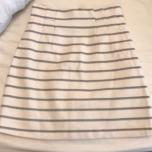 H&M Striped Creme and Navy Career Skirt